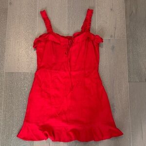 Lulu's Vibrant Red Ruffle Dress